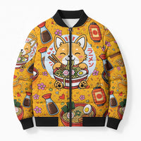 Kawaii Ramen Cute Anime Dog Corgi Bomber Puffer Jacket Japanese Noodles