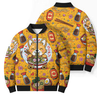 Kawaii Ramen Cute Anime Dog Corgi Bomber Puffer Jacket Japanese Noodles