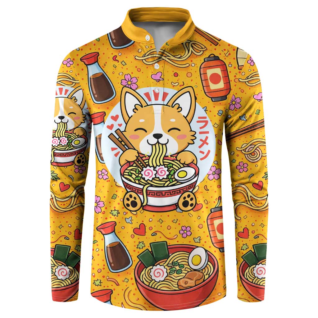 Kawaii Ramen Cute Anime Dog Corgi Button Sweatshirt Japanese Noodles