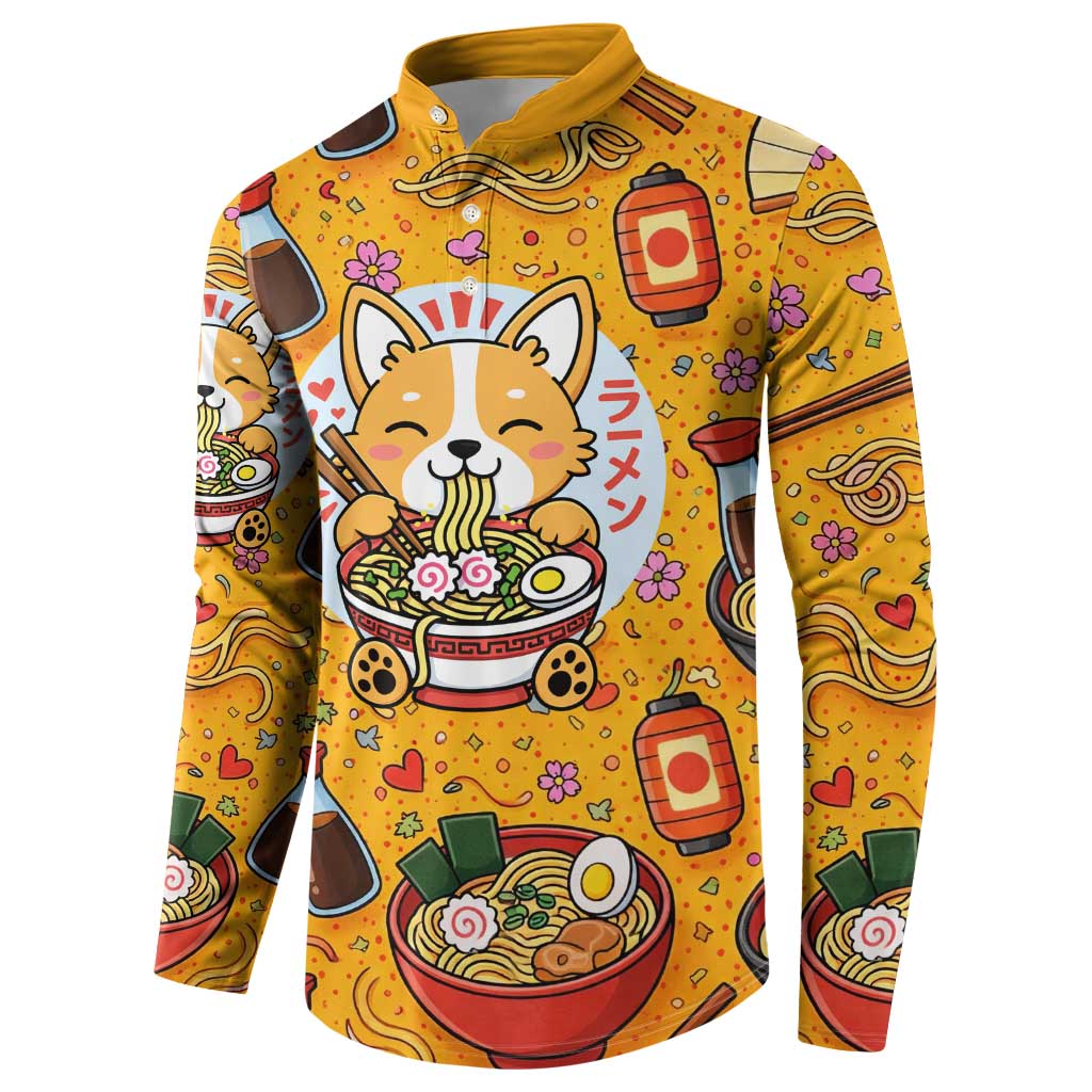 Kawaii Ramen Cute Anime Dog Corgi Button Sweatshirt Japanese Noodles
