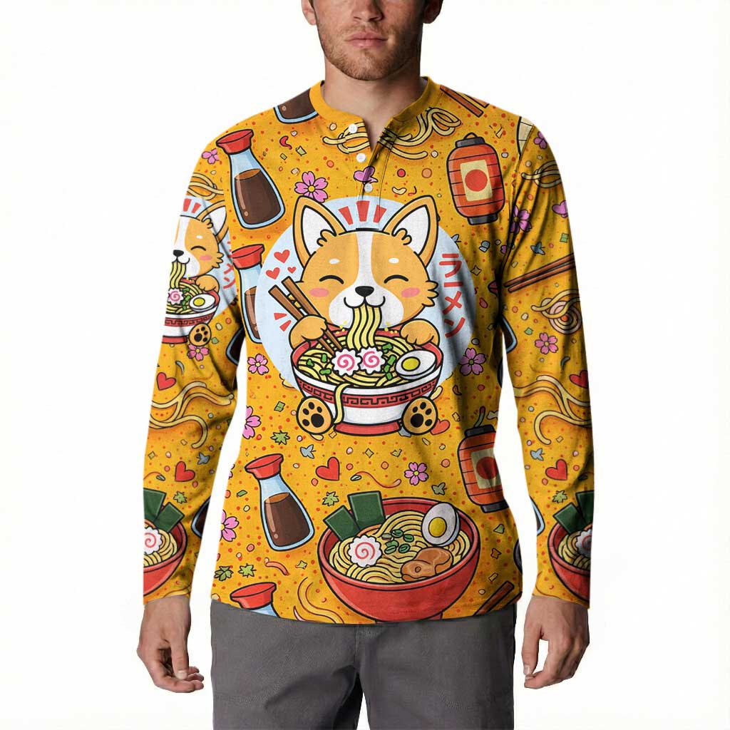 Kawaii Ramen Cute Anime Dog Corgi Button Sweatshirt Japanese Noodles