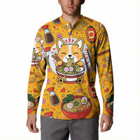 Kawaii Ramen Cute Anime Dog Corgi Button Sweatshirt Japanese Noodles