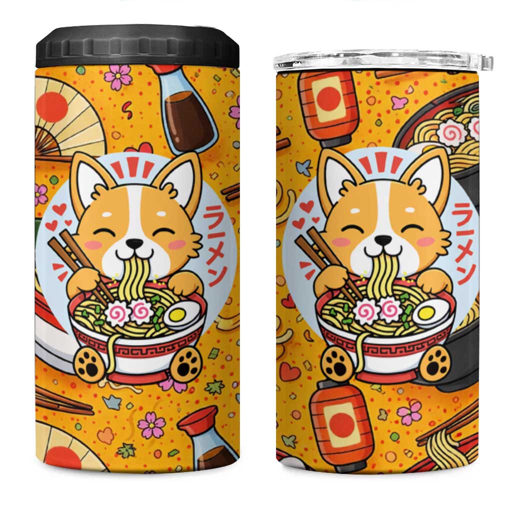 Kawaii Ramen Cute Anime Dog Corgi 4 in 1 Can Cooler Tumbler Japanese Noodles
