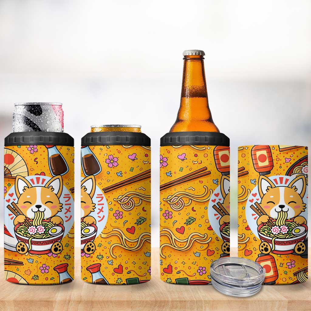 Kawaii Ramen Cute Anime Dog Corgi 4 in 1 Can Cooler Tumbler Japanese Noodles