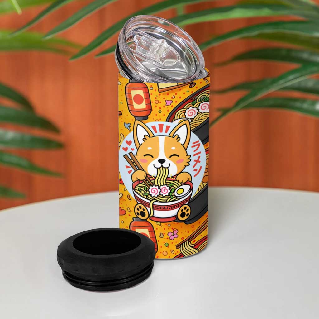 Kawaii Ramen Cute Anime Dog Corgi 4 in 1 Can Cooler Tumbler Japanese Noodles