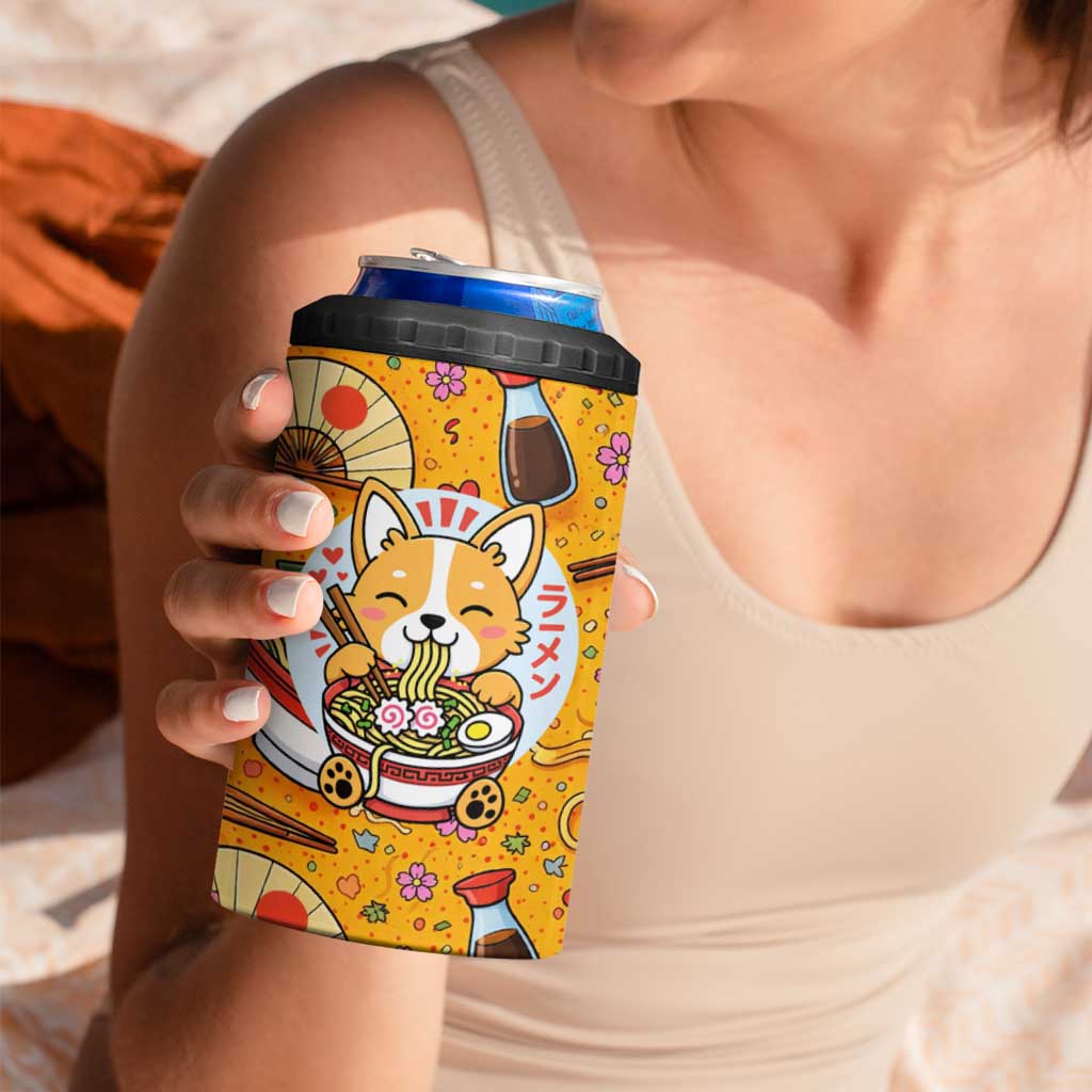 Kawaii Ramen Cute Anime Dog Corgi 4 in 1 Can Cooler Tumbler Japanese Noodles