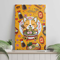 Kawaii Ramen Cute Anime Dog Corgi Canvas Wall Art Japanese Noodles