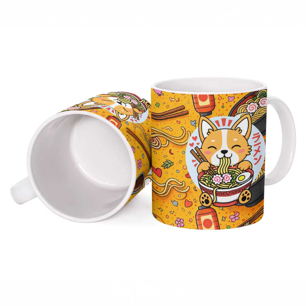 Kawaii Ramen Cute Anime Dog Corgi Ceramic Mug Japanese Noodles