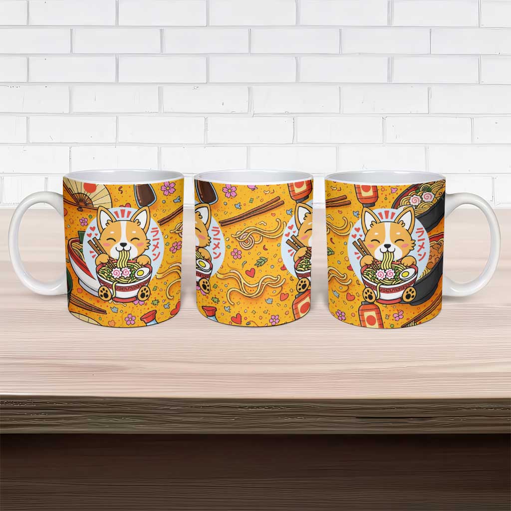 Kawaii Ramen Cute Anime Dog Corgi Ceramic Mug Japanese Noodles