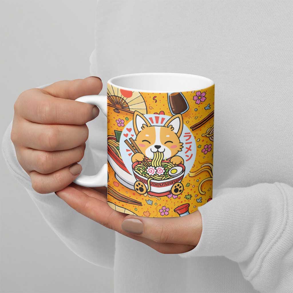 Kawaii Ramen Cute Anime Dog Corgi Ceramic Mug Japanese Noodles