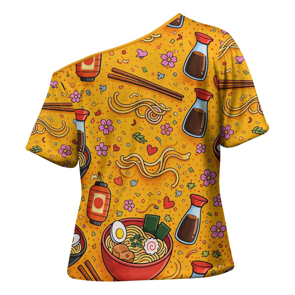 Kawaii Ramen Cute Anime Dog Corgi Cross Shoulder Shirt Japanese Noodles
