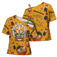 Kawaii Ramen Cute Anime Dog Corgi Cross Shoulder Shirt Japanese Noodles