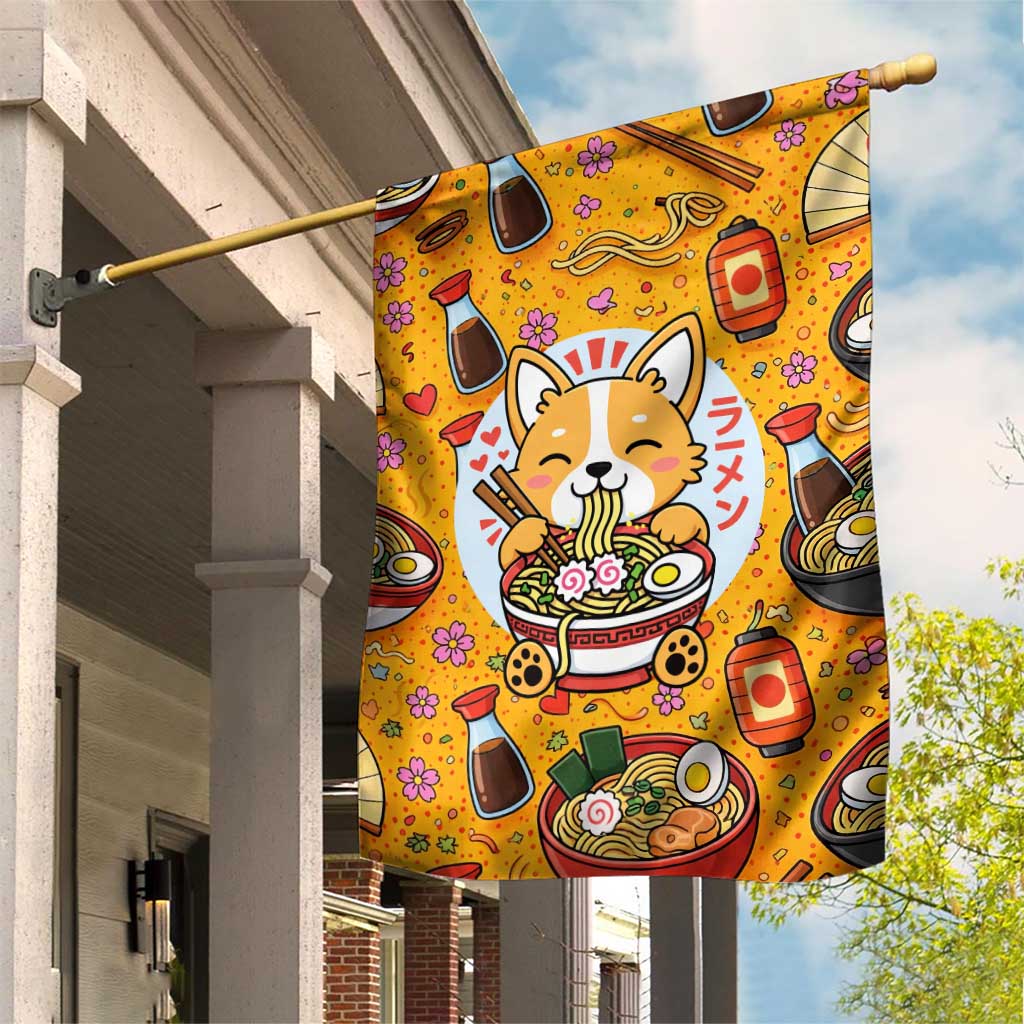 Kawaii Ramen Cute Anime Dog Corgi Garden Flag Japanese Noodles