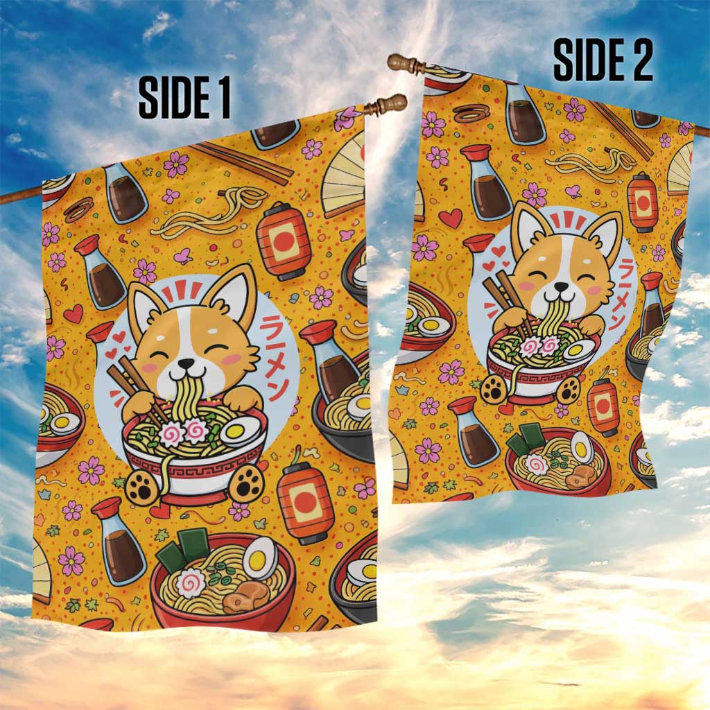 Kawaii Ramen Cute Anime Dog Corgi Garden Flag Japanese Noodles