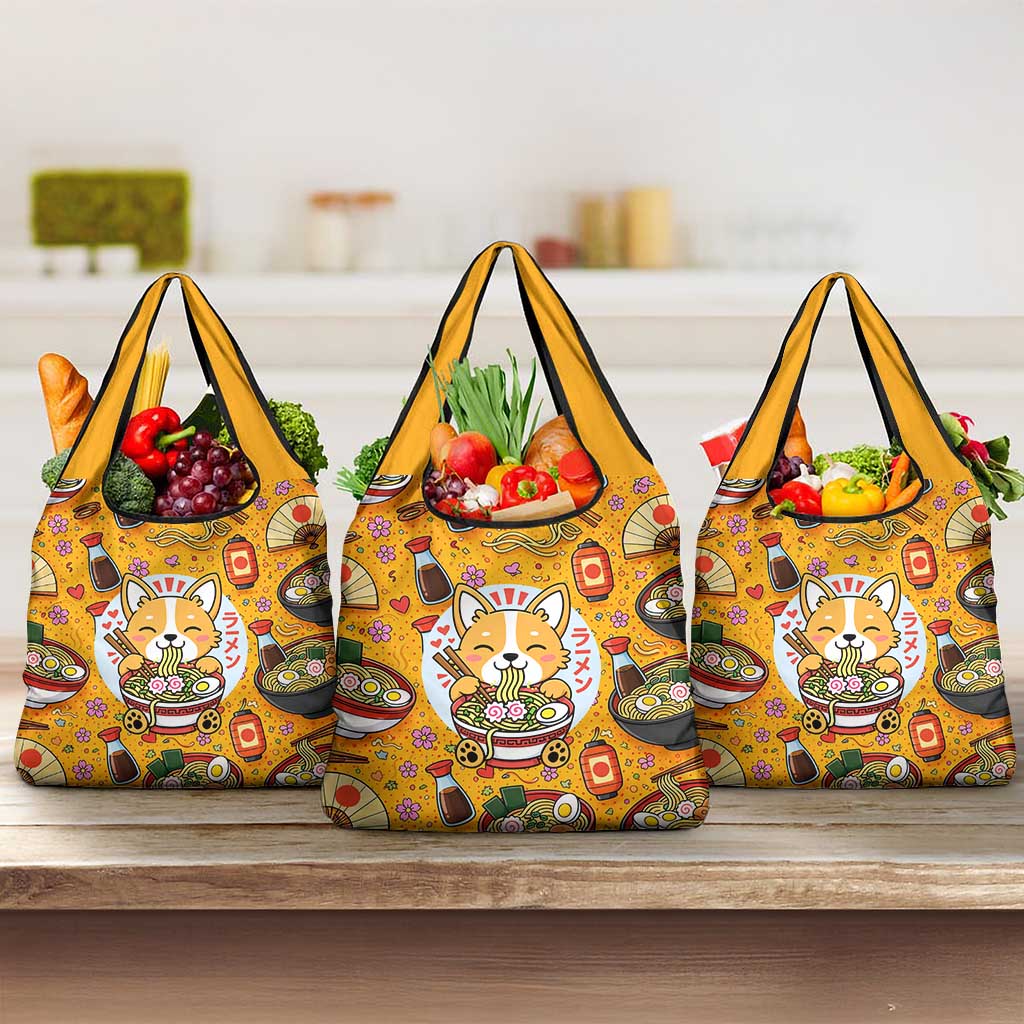 Kawaii Ramen Cute Anime Dog Corgi Grocery Bag Japanese Noodles