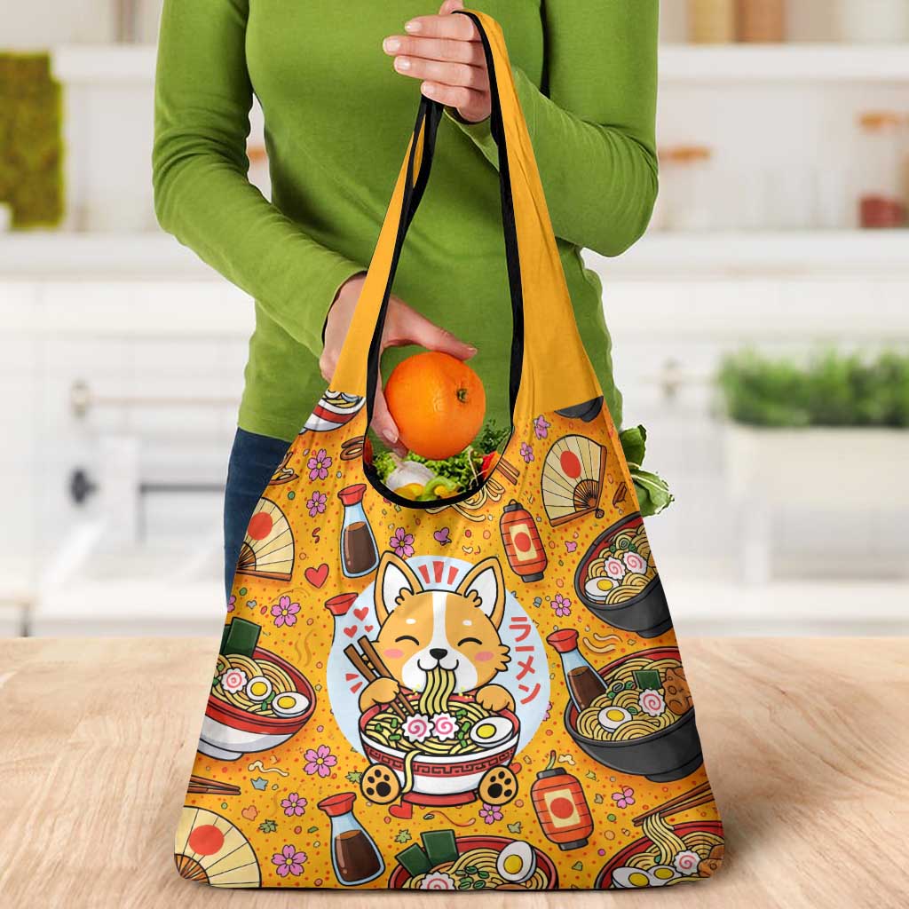 Kawaii Ramen Cute Anime Dog Corgi Grocery Bag Japanese Noodles