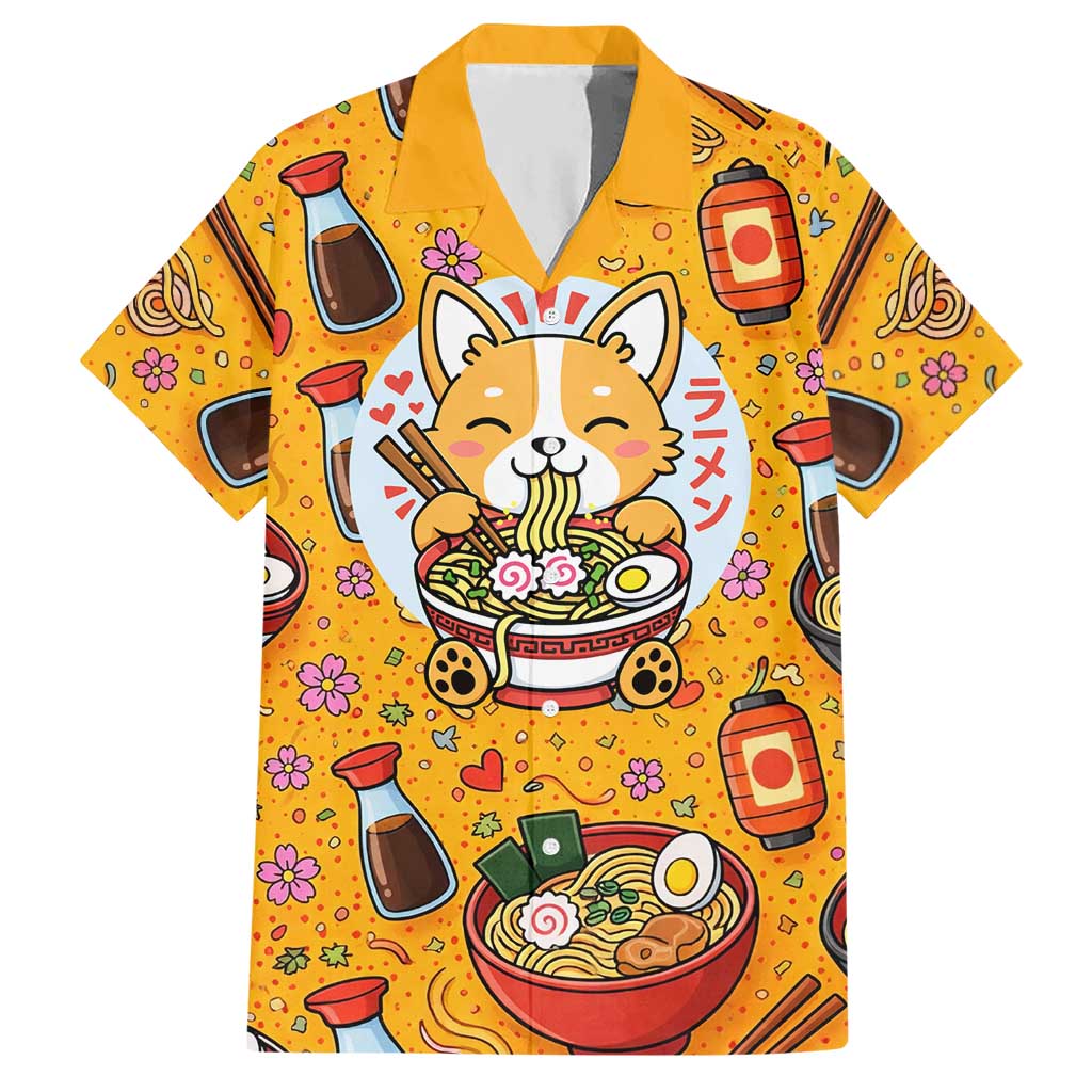 Kawaii Ramen Cute Anime Dog Corgi Hawaiian Shirt Japanese Noodles
