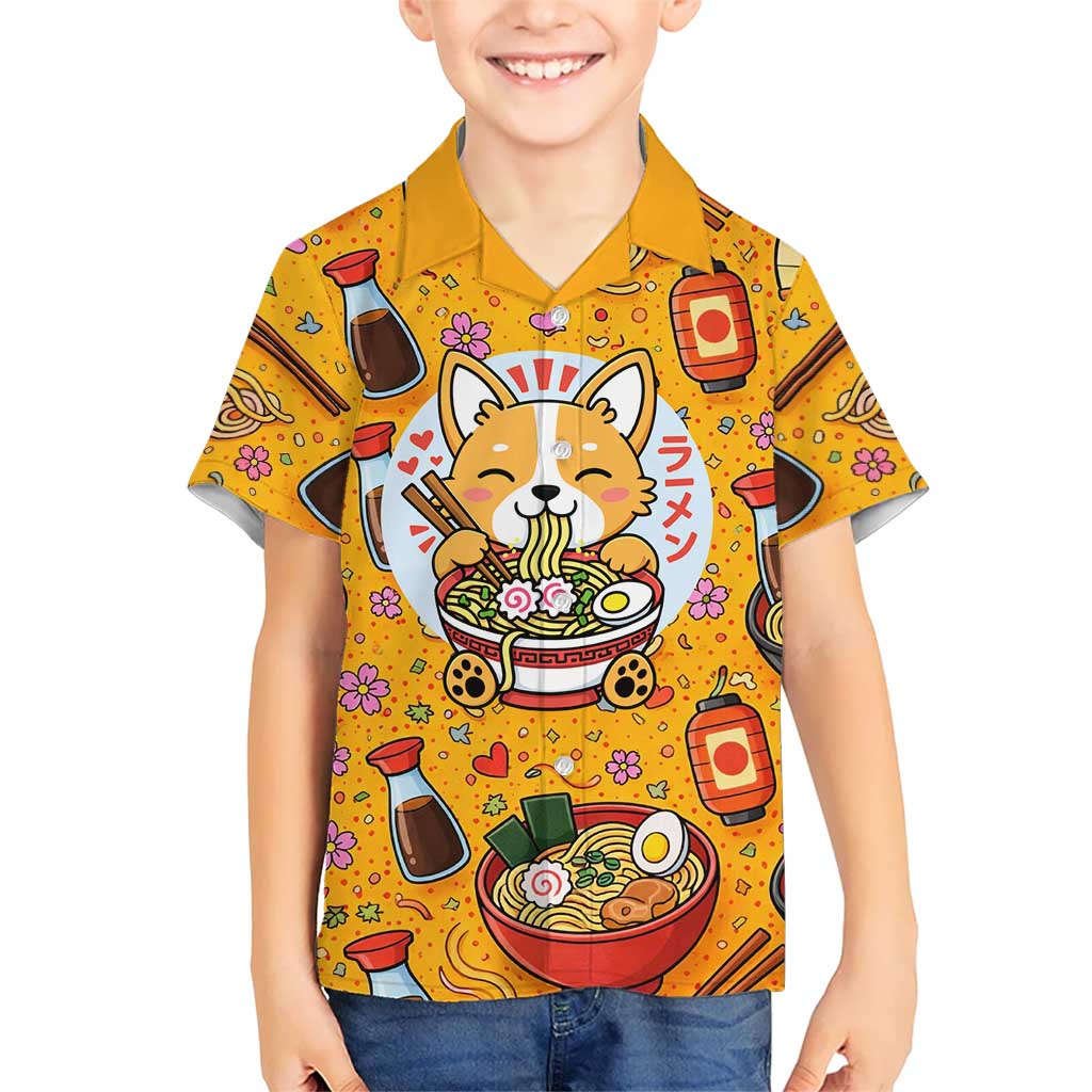 Kawaii Ramen Cute Anime Dog Corgi Hawaiian Shirt Japanese Noodles