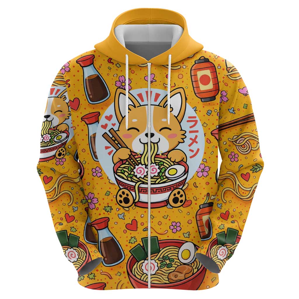 Kawaii Ramen Cute Anime Dog Corgi Hoodie Japanese Noodles