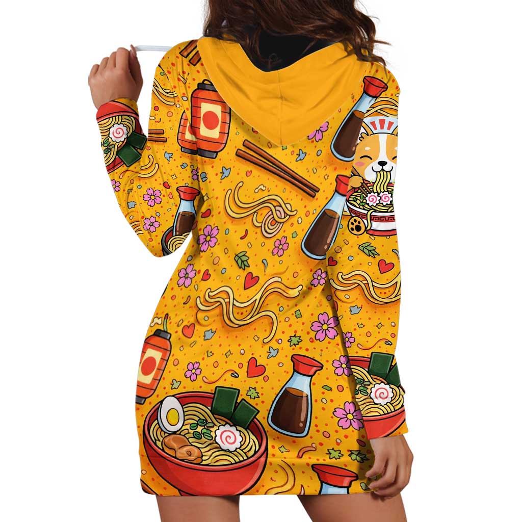 Kawaii Ramen Cute Anime Dog Corgi Hoodie Dress Japanese Noodles