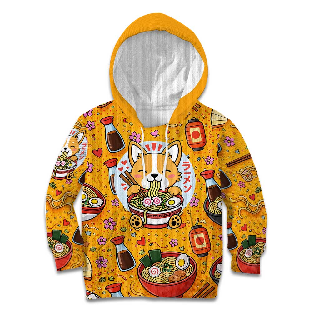 Kawaii Ramen Cute Anime Dog Corgi Kid Hoodie Japanese Noodles