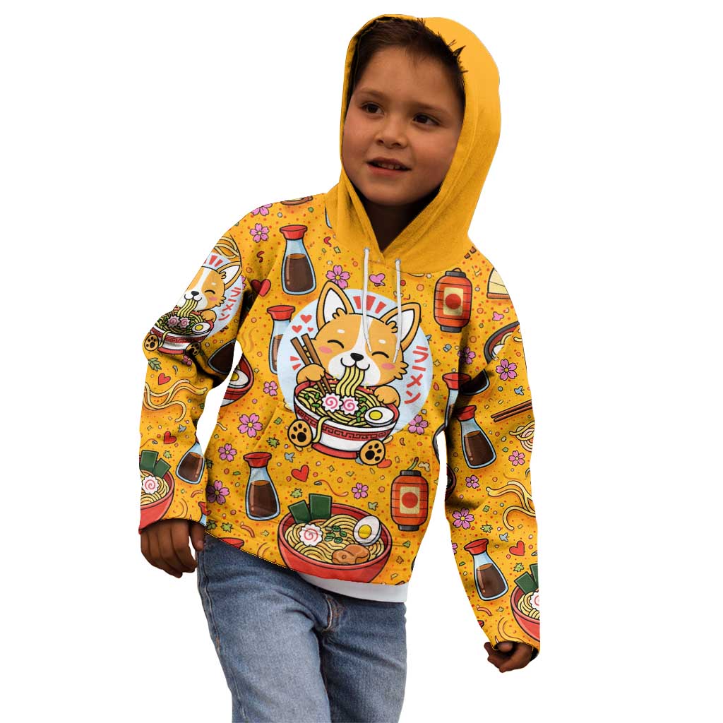 Kawaii Ramen Cute Anime Dog Corgi Kid Hoodie Japanese Noodles