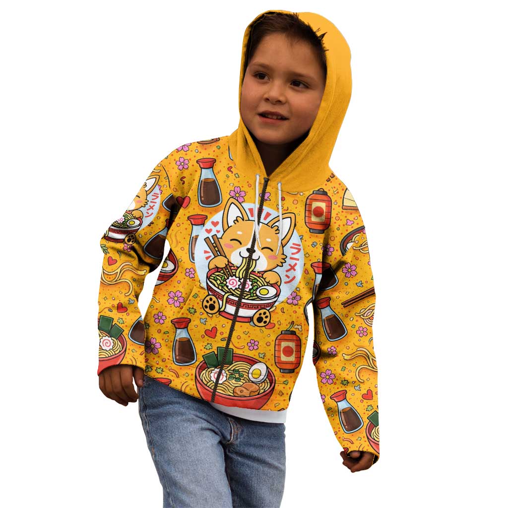 Kawaii Ramen Cute Anime Dog Corgi Kid Hoodie Japanese Noodles