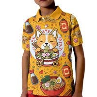 Kawaii Ramen Cute Anime Dog Corgi Kid Polo Shirt Japanese Noodles