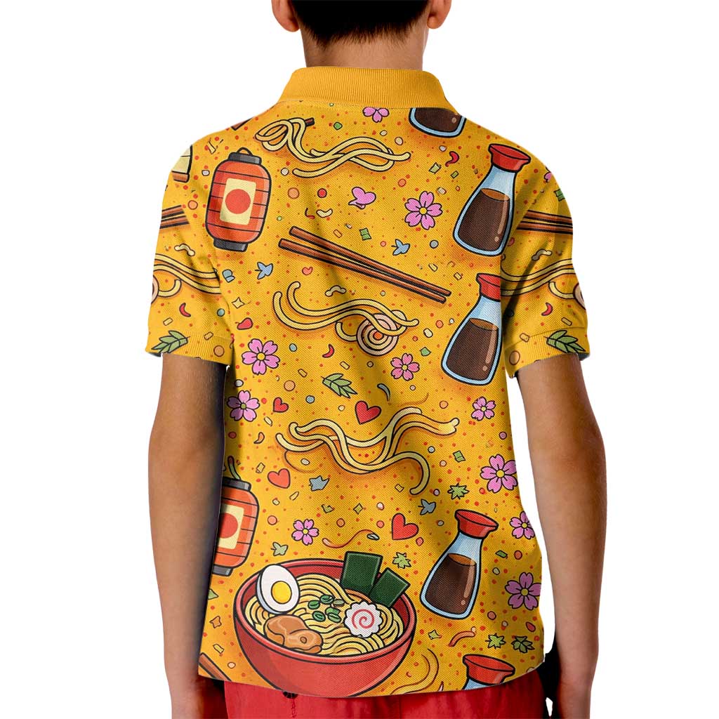 Kawaii Ramen Cute Anime Dog Corgi Kid Polo Shirt Japanese Noodles