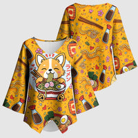 Kawaii Ramen Cute Anime Dog Corgi Kimono Sleeve Blouse Japanese Noodles