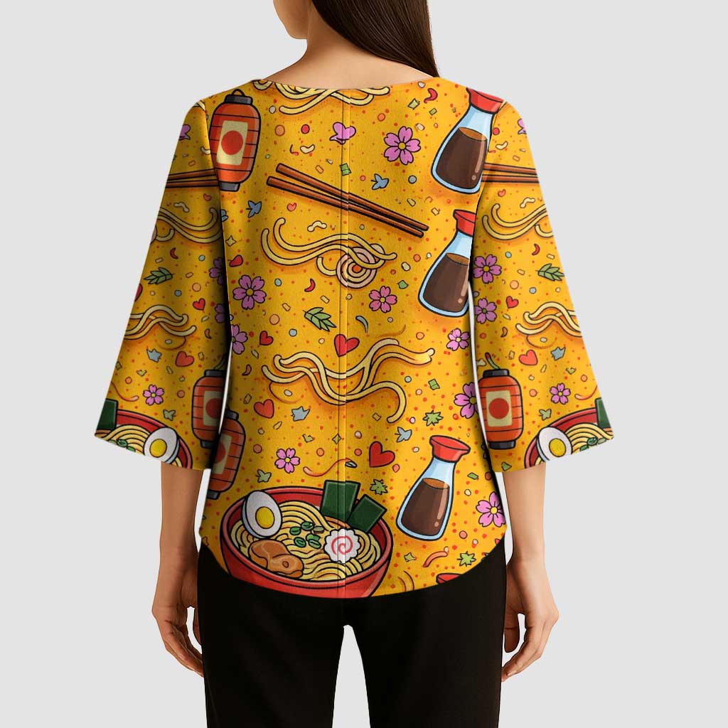 Kawaii Ramen Cute Anime Dog Corgi Kimono Sleeve Blouse Japanese Noodles