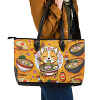 Kawaii Ramen Cute Anime Dog Corgi Leather Tote Bag Japanese Noodles