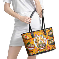 Kawaii Ramen Cute Anime Dog Corgi Leather Tote Bag Japanese Noodles