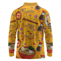 Kawaii Ramen Cute Anime Dog Corgi Long Sleeve Polo Shirt Japanese Noodles