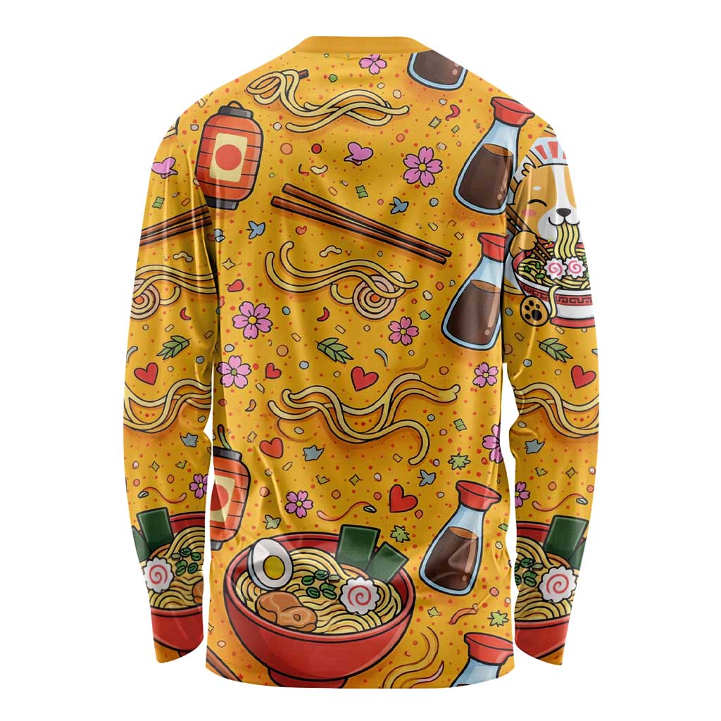 Kawaii Ramen Cute Anime Dog Corgi Long Sleeve Shirt Japanese Noodles