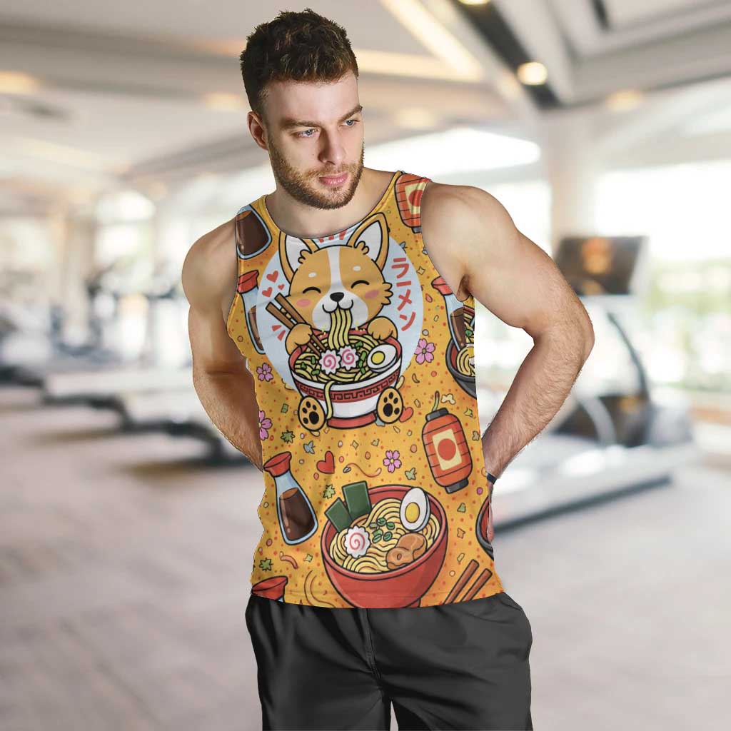 Kawaii Ramen Cute Anime Dog Corgi Men Tank Top Japanese Noodles