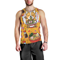 Kawaii Ramen Cute Anime Dog Corgi Men Tank Top Japanese Noodles