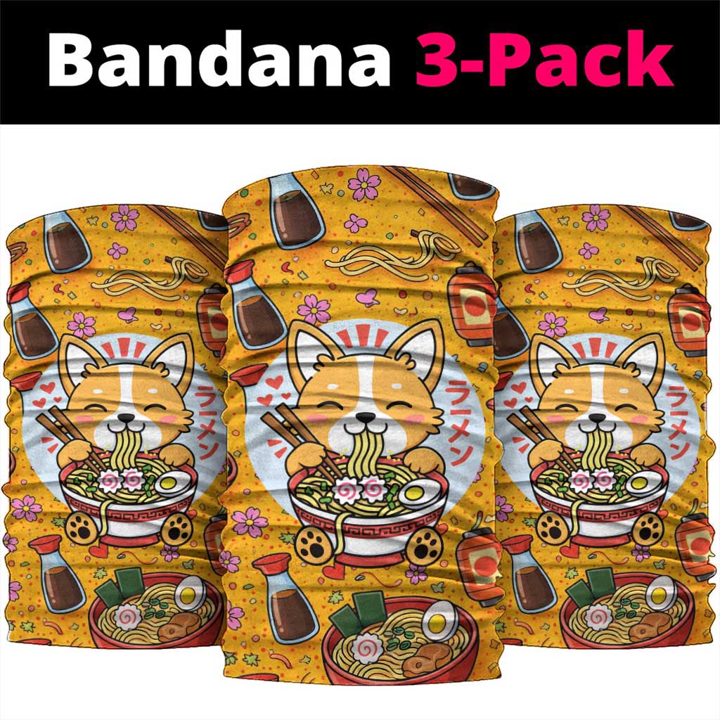Kawaii Ramen Cute Anime Dog Corgi Neck Gaiter Japanese Noodles
