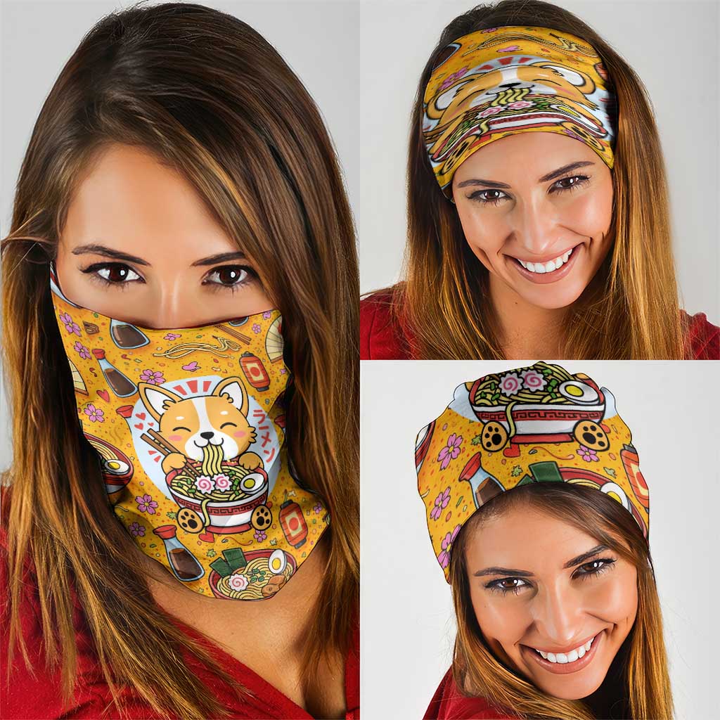 Kawaii Ramen Cute Anime Dog Corgi Neck Gaiter Japanese Noodles