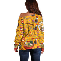 Kawaii Ramen Cute Anime Dog Corgi Off Shoulder Sweater Japanese Noodles