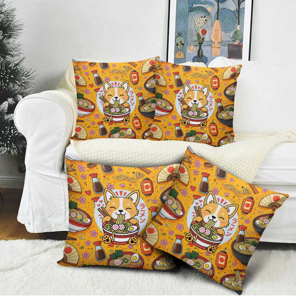 Kawaii Ramen Cute Anime Dog Corgi Pillow Cover Japanese Noodles