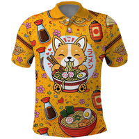 Kawaii Ramen Cute Anime Dog Corgi Polo Shirt Japanese Noodles