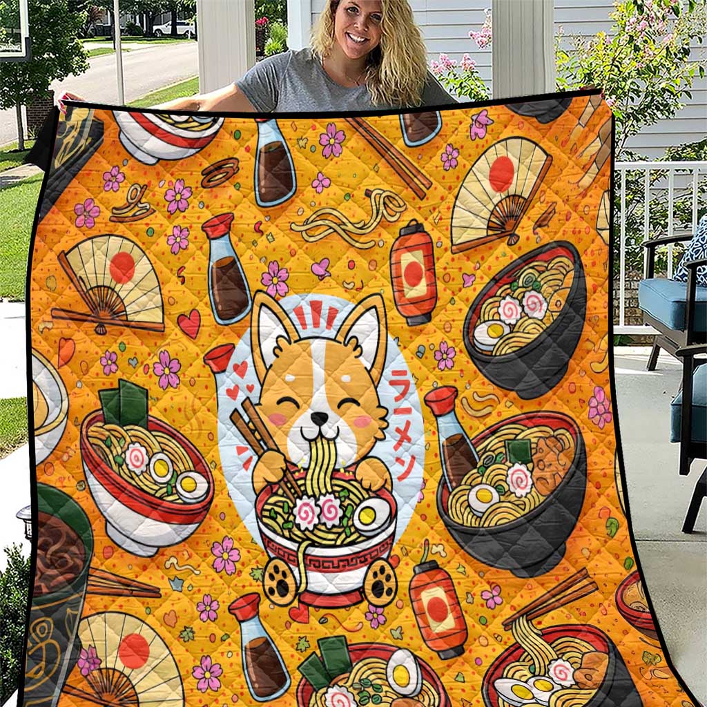 Kawaii Ramen Cute Anime Dog Corgi Quilt Japanese Noodles