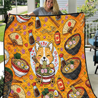 Kawaii Ramen Cute Anime Dog Corgi Quilt Japanese Noodles