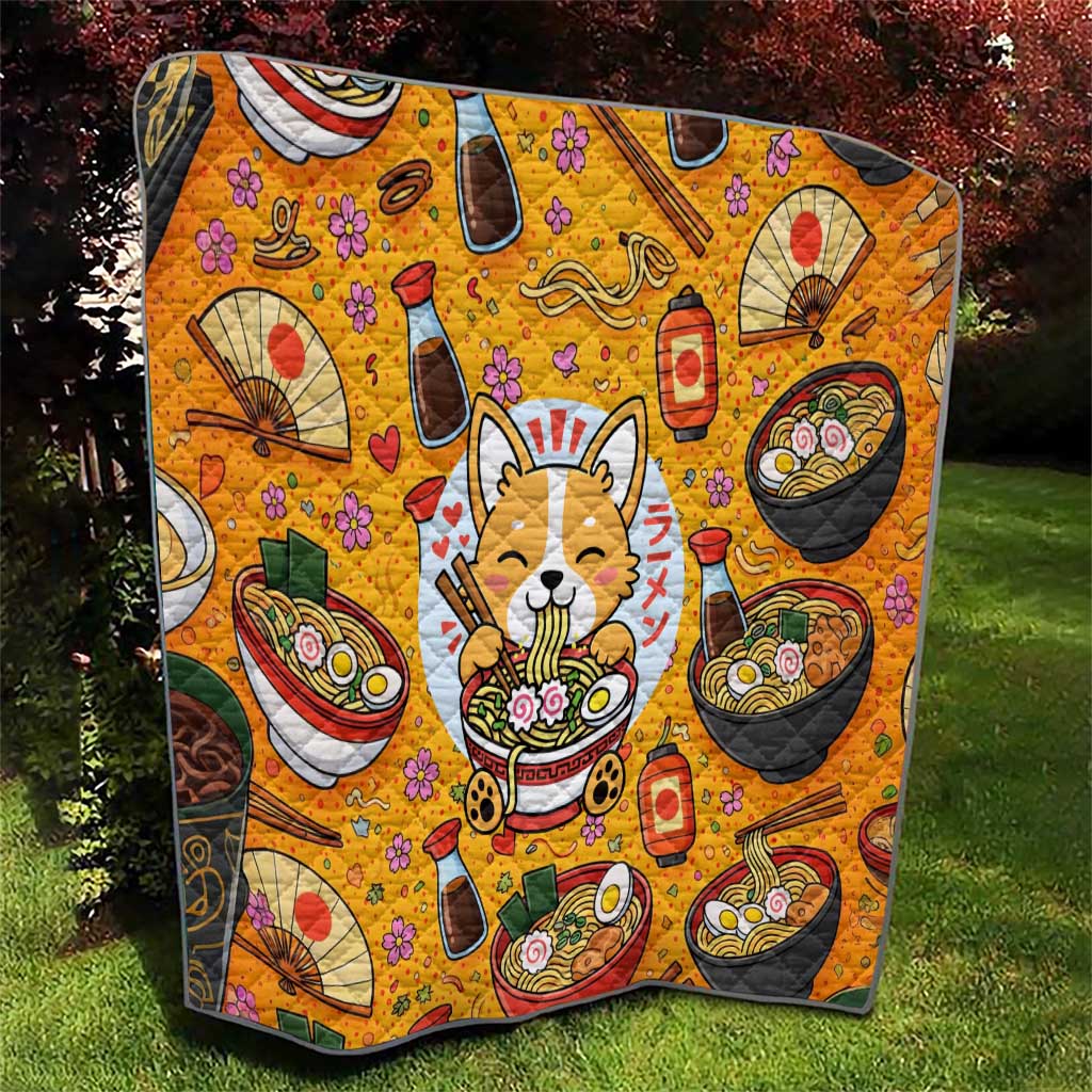 Kawaii Ramen Cute Anime Dog Corgi Quilt Japanese Noodles