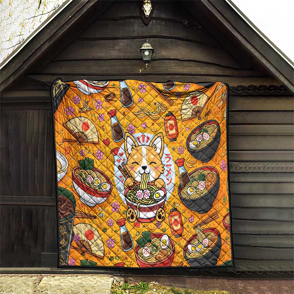 Kawaii Ramen Cute Anime Dog Corgi Quilt Japanese Noodles