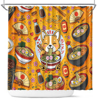 Kawaii Ramen Cute Anime Dog Corgi Shower Curtain Japanese Noodles