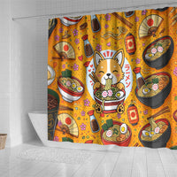 Kawaii Ramen Cute Anime Dog Corgi Shower Curtain Japanese Noodles