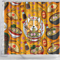 Kawaii Ramen Cute Anime Dog Corgi Shower Curtain Japanese Noodles