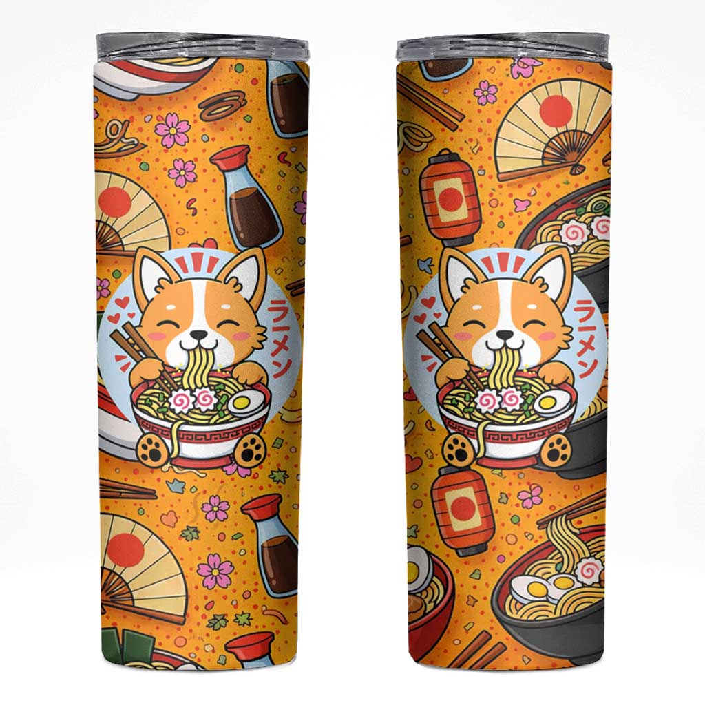 Kawaii Ramen Cute Anime Dog Corgi Skinny Tumbler Japanese Noodles